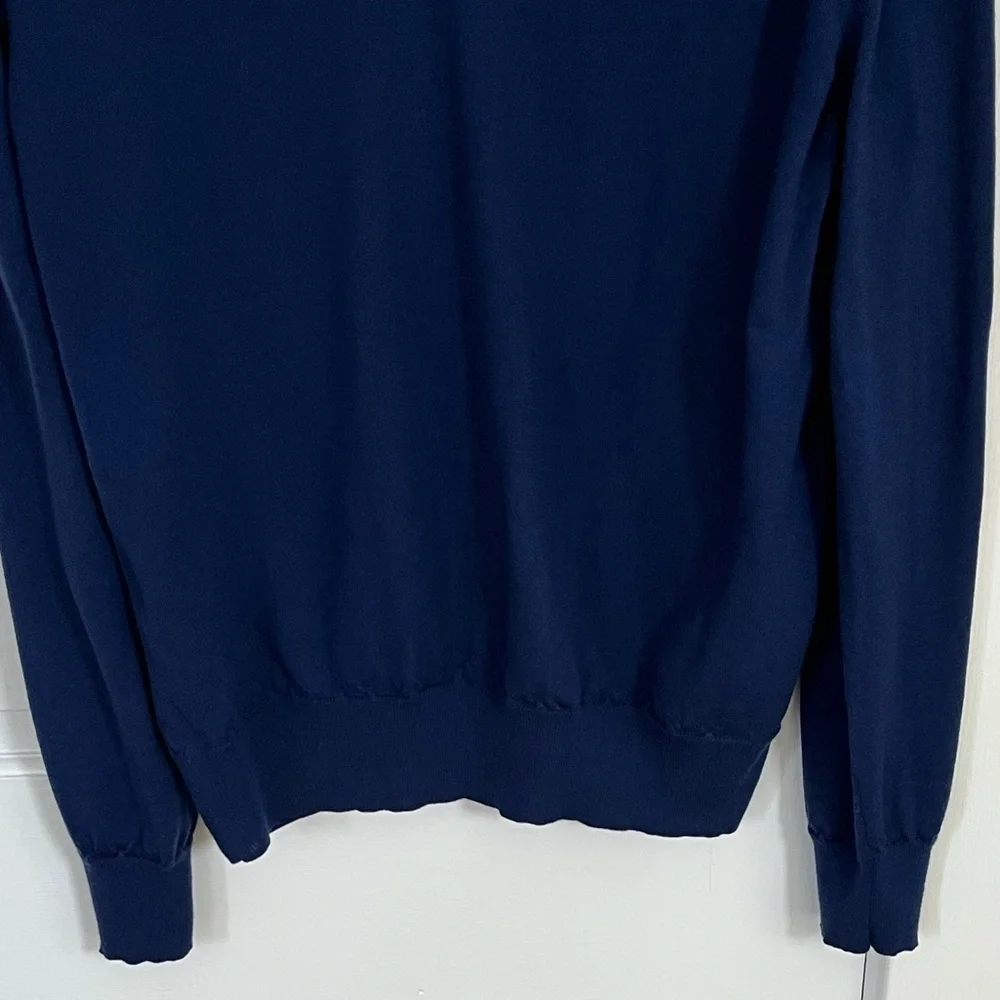 BROOKS BROTHERS 100% Merino Wool V-Neck Sweater Blue Mens XL Preppy Academia